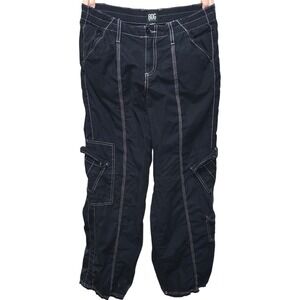 BDG Urban Outfitters Black Cargo Pants Contrast Stitch Wide Leg Y2K Mens Medium